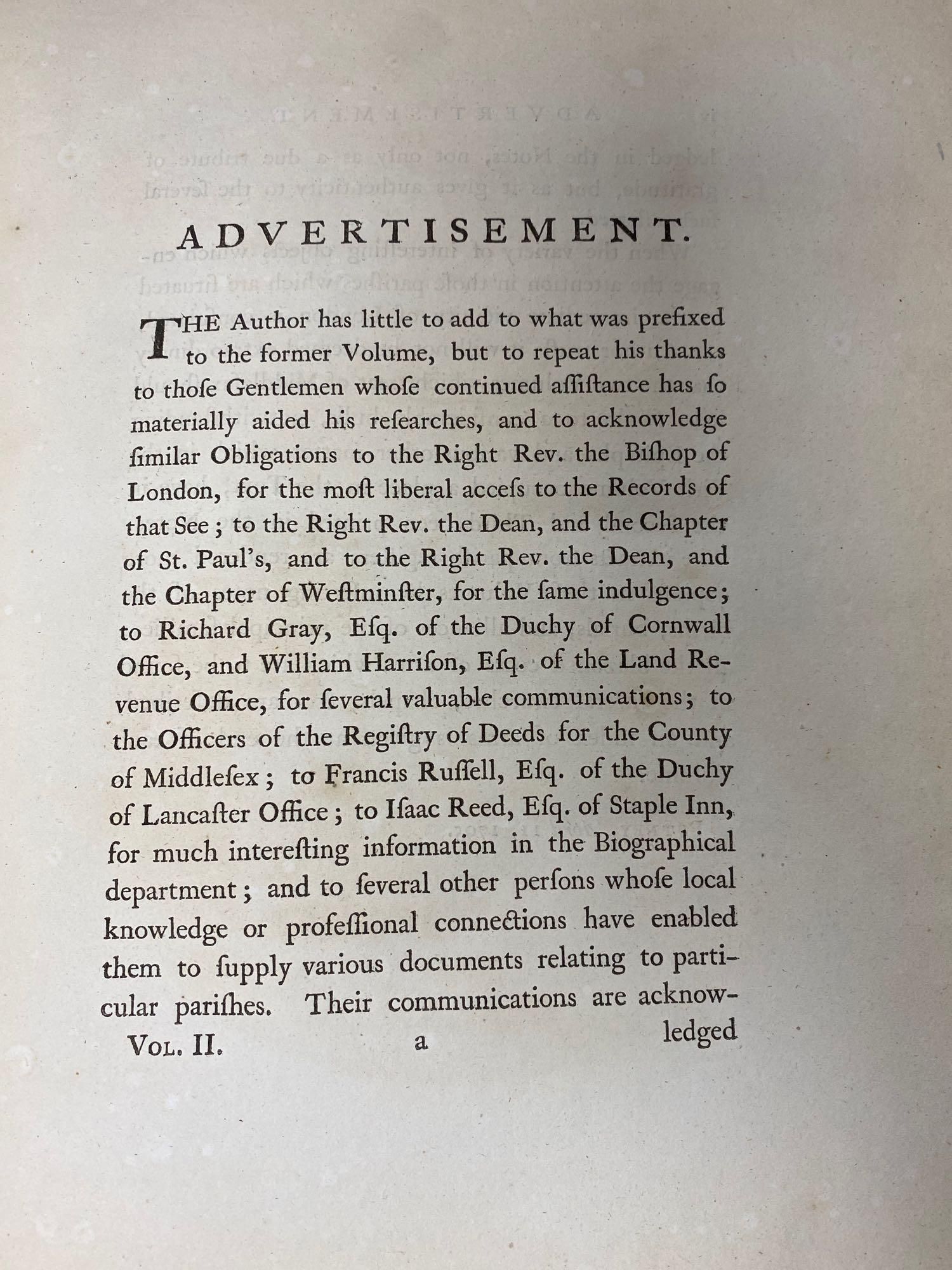 Lysons, Daniel - The Environs of London, an historical account, volume II only, quarto, half calf, 1745